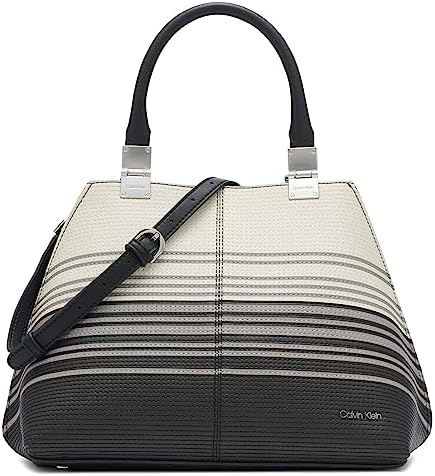 Calvin Klein Women's Granite Geometric Satchel – 2 in 1, Vegan Leather, 2 Pockets Calvin Klein