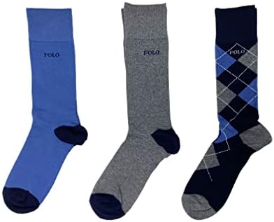 POLO RALPH LAUREN MENs Argyle Dress Socks (3 PAIRS) (NAVY GREY) Polo Ralph Lauren