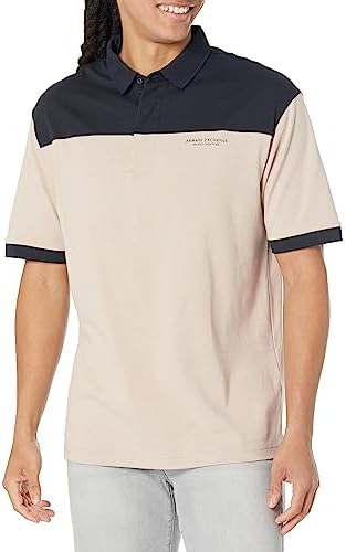 Armani Exchange Men's Colorblock Loose Fit Polo Shirt A｜X Armani Exchange