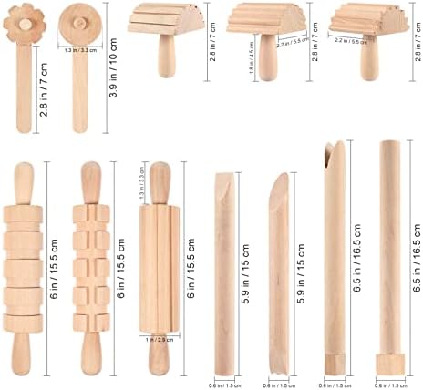 Kisangel 1set Wooden Tools Tool Set Pottery Tools Wood Hand Rollers for Clay for Kids Arts Crafts Christmas Birthday Favors Kisangel