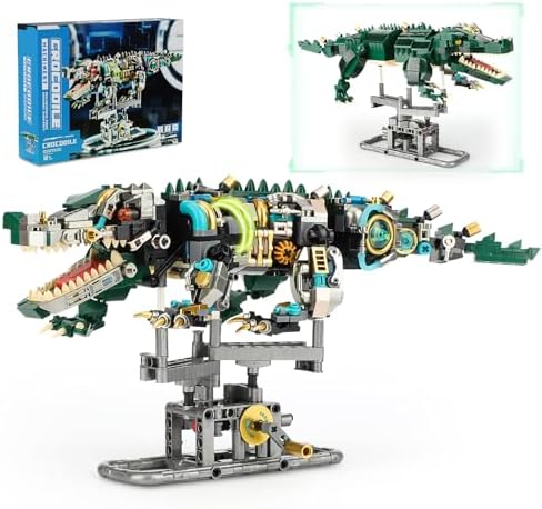 Ideas Mechanical Crocodile Building Set, Jurassic Animal Toy with Display Stand and Light, Compatible with Lego Dinosaur, STEM Creative Gift for Adults Teens Boys Age 8-12 (996 PCS) YEECHAO