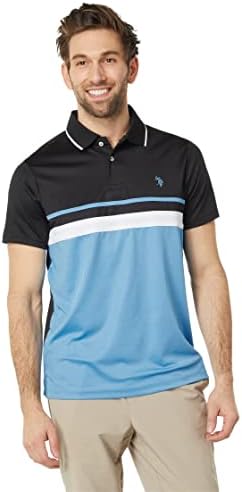 U.S. Polo Assn. Short Sleeve Color-Block Performance Polo Black MD U.S. Polo Assn.