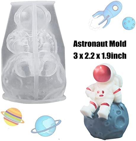 2 PCS First Trip Around The Sun Mold Moon Astronaut Mold Space Theme Candle Molds 3D Planet Shaped Epoxy Resin Mold Astronaut Fondant Silicone Molds GallaRato