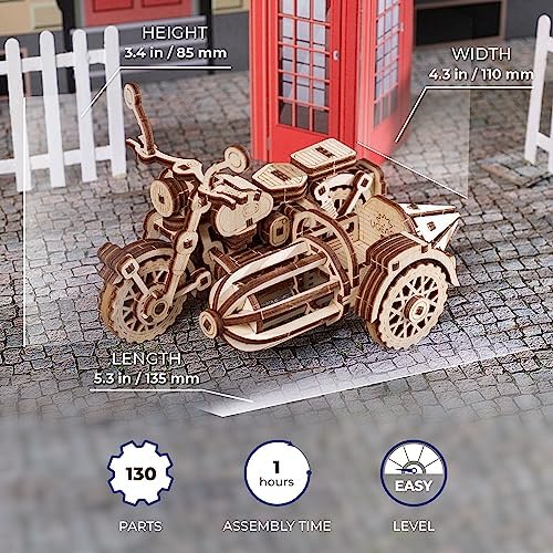 UGEARS Hagrid's Flying Motorbike™ 3D Puzzle - Wooden Model Kit for Adults to Build - Mechanical Bike Motorcycle Making Kit - 3D Jigsaw Puzzle Wood Vehicle - Harry Potter™ Collection DIY Brain Teaser UGears