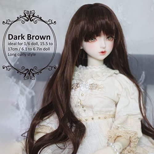 Pssopp Ball Jointed Doll Wig, Dark Brown Soft High Elasticity Doll Making Hair with Bangs for Doll Accessories Pssopp