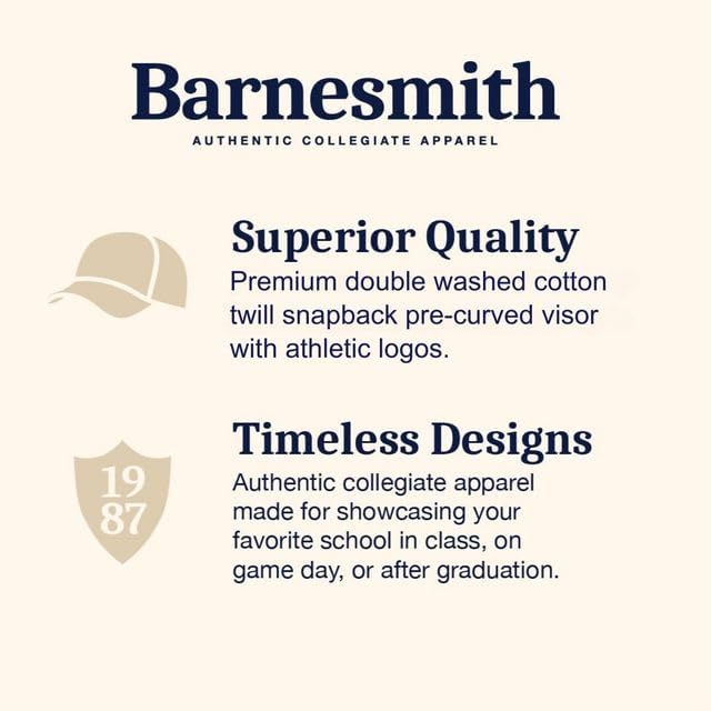 Barnesmith NCAA Adjustable Trucker Hat Unisex Adult Relaxed Fit, 100% Cotton, Sideline Logo, One Size Fits All Barnesmith