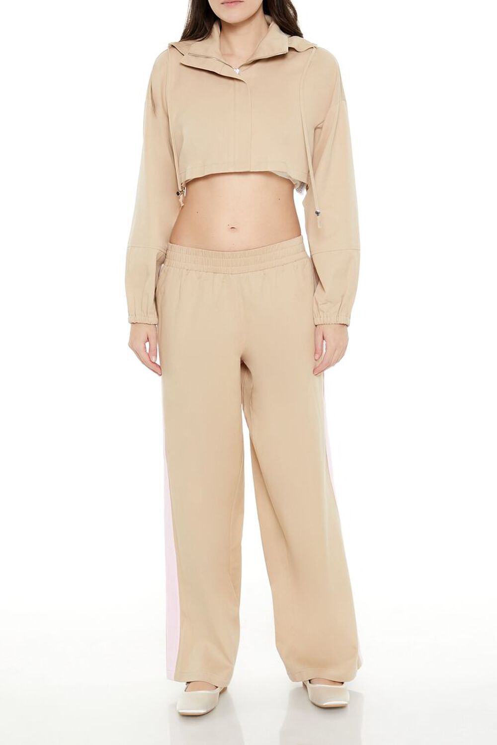 Two-Tone Twill Wide-Leg Pants Forever21