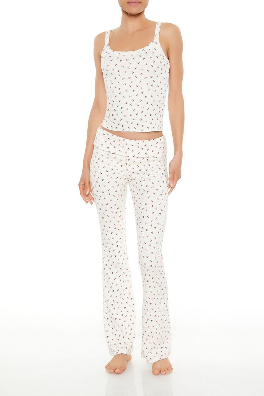 Cherry Print Flare Pants Forever21