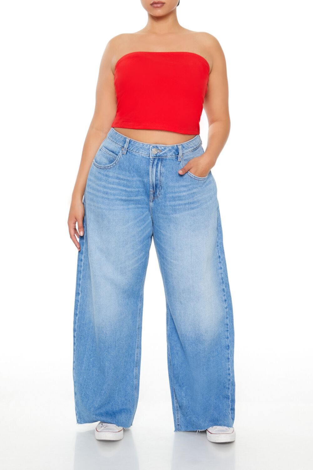 Plus Size High-Rise Barrel Jeans Forever21