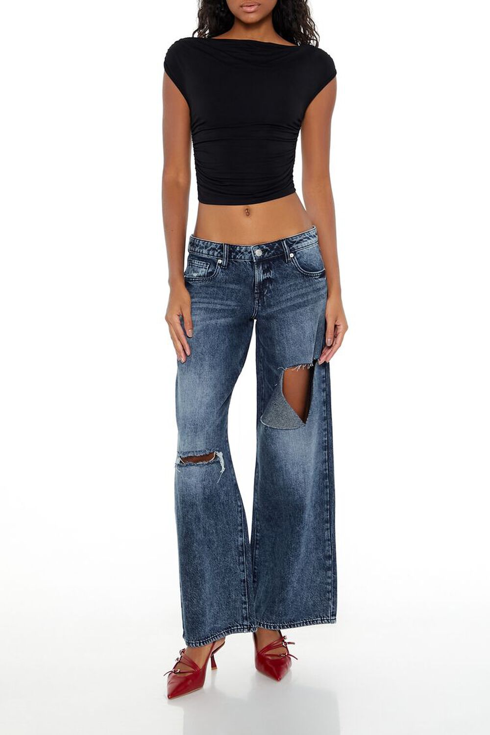 Destroyed Low-Rise Baggy Jeans Forever21