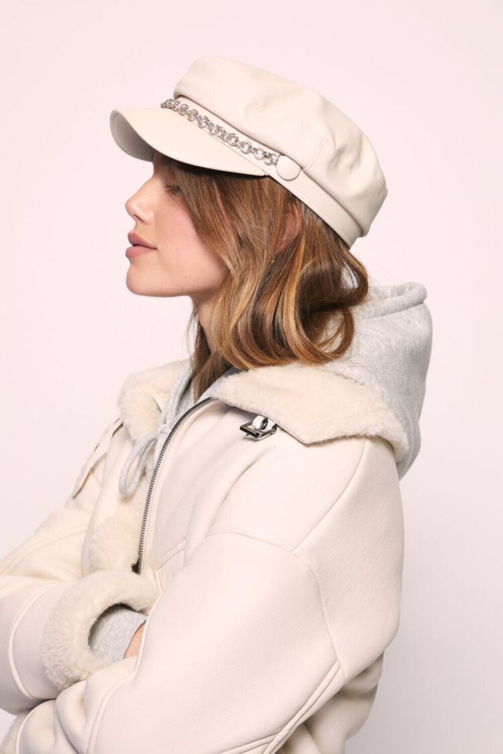 Chain Faux Leather Cabbie Hat Forever21