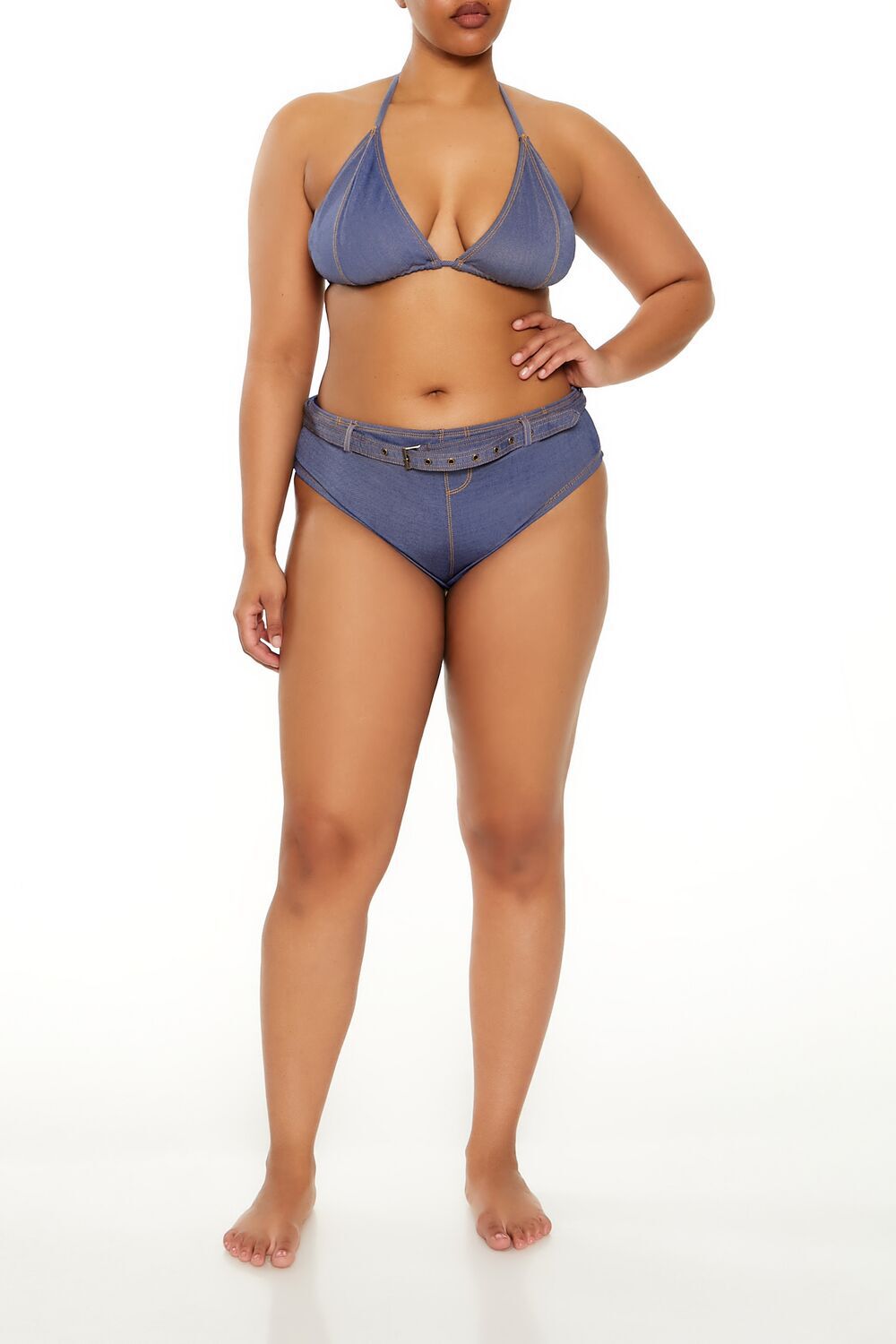 Plus Size Denim Bikini Bottoms Forever21