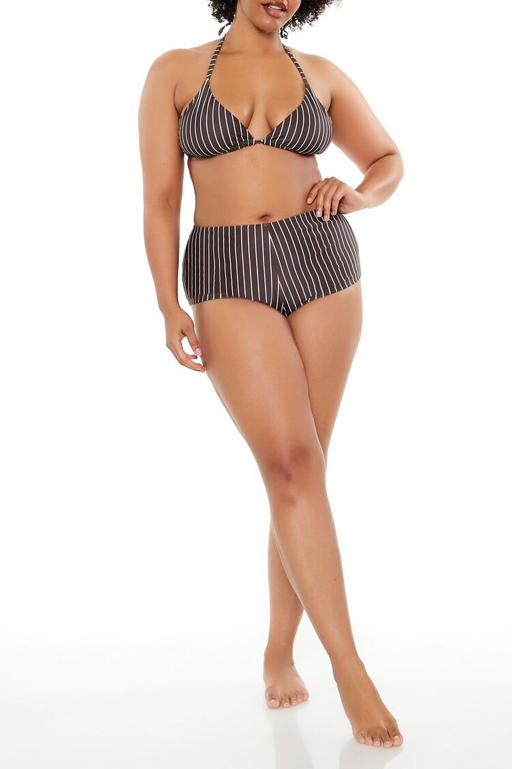 Plus Size Pinstriped Bikini Bottoms Forever21