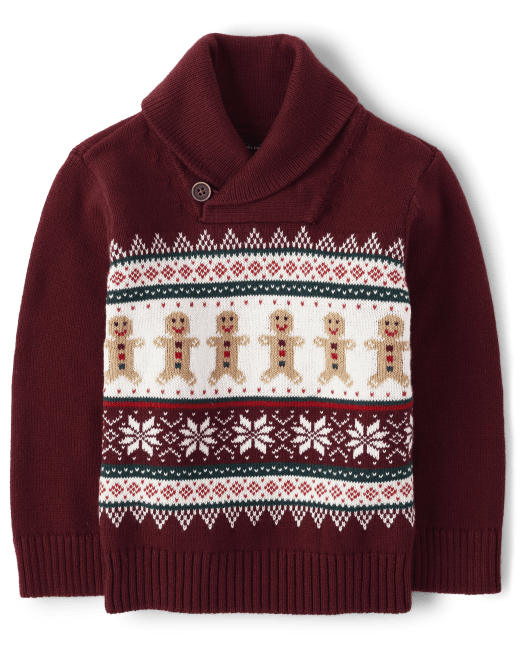 Baby And Toddler Boys Gingerbread Fairisle Shawl Sweater The Children`s Place