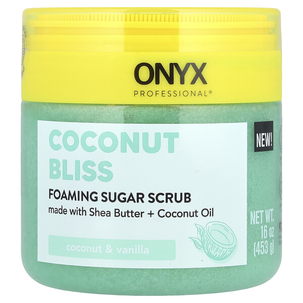 Coconut Bliss, Foaming Sugar Scrub, Coconut & Vanilla, 16 oz (453 g) Onyx Professional