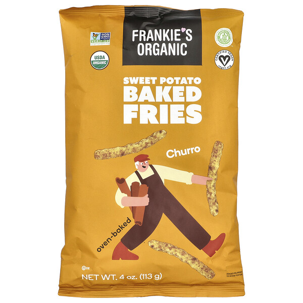 Sweet Potato Baked Fries, Churro, 4 oz (113 g) Frankie's Organic