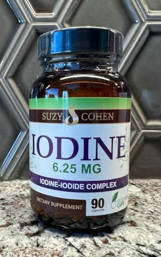 Suzy Cohen Iodine Complex Supplement - 6.25mg Iodine & Iodide Blend - 90 Vegetarian Capsules for Dietary Support Script Essentials