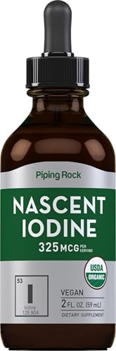 Piping Rock Nascent Iodine Drops Organic | 2 fl oz | Liquid Vegan Supplement | Non-GMO, Gluten Free Piping Rock