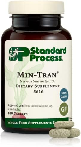 Standard Process Min-Tran - Whole Food Nervous System Supplements, Stress Relief with Iodine and Magnesium - Vegetarian, Gluten Free - 180 Tablets Standard Process Inc.