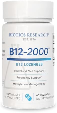 Biotics Research B12-2000™ Vitamin B12 2000 mcg, B6, Folate Supplement - Supplies high Potency Level of B6, B12 Vitamins and folate - Natural, Delicious Berry Flavor, Dissolves Easily -60 Lozenges Biotics Research