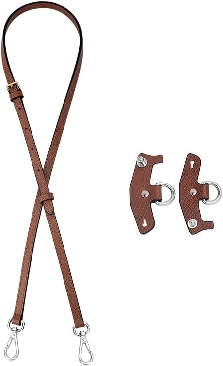 Purse Strap Kit for Longchamp Bag, Leather Crossbody Strap for Long Champ Bag Women - Brown, Silver CRAZYSMITH