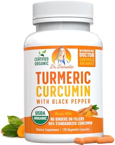 Organic Turmeric Curcumin with Black Pepper Extract 2000mg - High Absorption Ultra Potent Supplement - 95% Curcuminoids - Vegan, Non GMO for Joint Support & Healthy Inflammatory Support - 120 Capsules Doctor Danielle