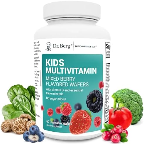 Dr. Berg Kids Chewable Multivitamins (NOT Sweetened w/Sugar) - Daily Multivitamin for Kids That Includes 20 Nutrients & Trace Mineral Complex - Mixed Berry Chewable Vitamins for Kids Dr. Berg Nutritionals