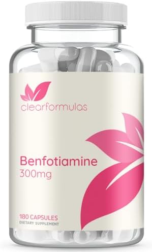 High Absorption Vitamin B1 Benfotiamine 300mg - Benfotiamine Supplement for Glycation Heart and Nerve Support - Vegan Non-GMO & Gluten Free Fat Soluble Thiamine B1 Supplement (180 Servings) Clear Formulas