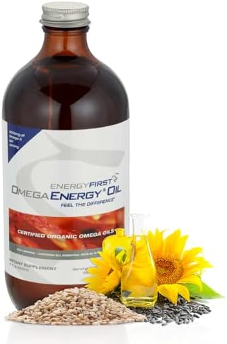 EnergyFirst Omega Energy Oil - Omega 3 & 6 Supplement with Flaxseed, Sunflower, Sesame & Pumpkin Seed Oil, Vegan Antioxidant & 12oz EnergyFirst