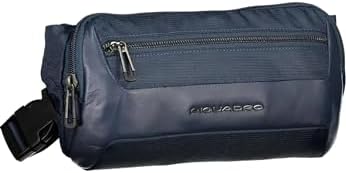 Piquadro Waistpack Macbeth Men Bum Bag Leather And Fabric Navy Blue Piquadro