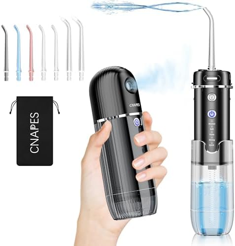 Water Flossers for Teeth - Mini Cordless Portable Oral irrigator Dental with Telescopic Water Tank Rechargeable Water Teeth Cleaner Pick 5 Modes & 7 Jet Tips Home & Travel Water Dental Floss CNAPES