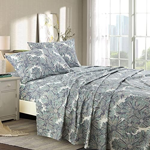 Swanson Beddings Daisy Silhouette 100% Cotton Sheet Set : Fitted Sheet, Flat Sheet and One Matching Pillowcase (Twin) Swanson Beddings