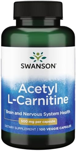 Ацетил L-карнитин 500 мг, 100 капсул - поддержка мозга и мышц, натуральные ингредиенты для улучшения функций организма Swanson