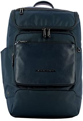 Piquadro Medium Leather and Fabric Backpack with 14.00" PC, Black Piquadro