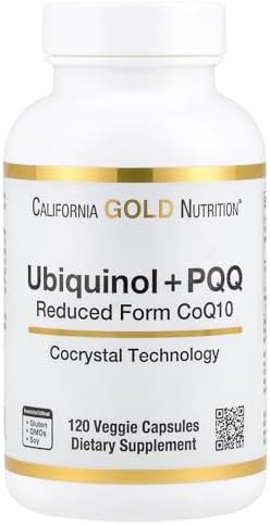 Убихинол в восстановленной форме 100 мг + Пирролоquinoline Quinone (PQQ) 10 мг, 120 вегетарианских капсул California Gold Nutrition