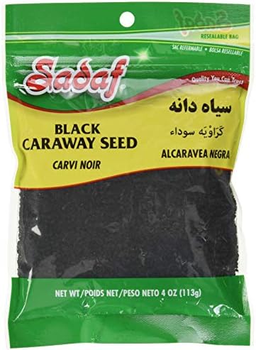 Sadaf Black Seeds - Black Caraway Seeds - Nigella Black Seeds for Cooking & Food Seasoning - Kosher - 4 Oz Resealable Bag Sadaf