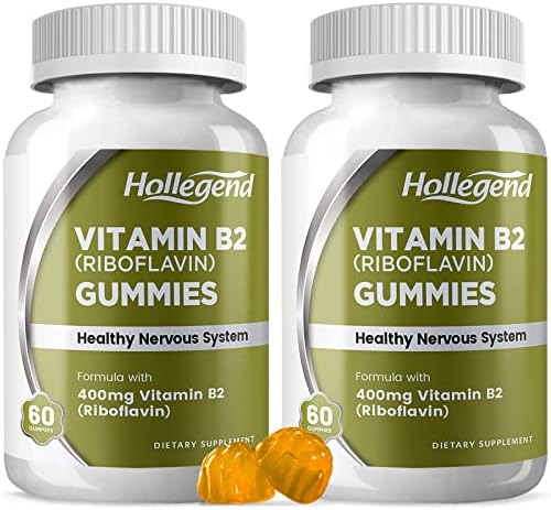 Vitamin B2 Gummies Riboflavin 400mg, B2 Vitamin Chewable Supplement, Vegan, Non GMO, Orange Flavor, 60 Count Hollegend