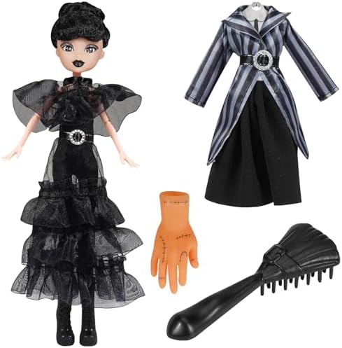 10 inch Doll and Accessories, Black Gothic Gown with 2 Dresses ,Black Comb and Thing DCSSUB