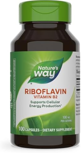 Nature's Way Riboflavin Vitamin B2, Supports Cellular Energy Production*, 100mg per Serving, 100 Capsules Nature's Way