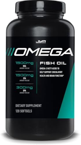 JYM Supplement Science Omega JYM Fish Oil 2800mg, High Potency Omega 3, EPA, DHA, DPA for Brain, Heart, & Joint Support 120 Soft Gels JYM Supplement Science