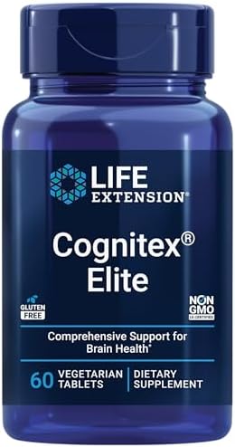 Cognitex® Elite – комплексная добавка для поддержки мозговой деятельности с шалфеем, черникой, ашвагандой и фосфатидилсерином, 60 таблеток Life Extension