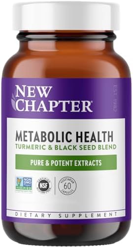 New Chapter Metabolic Health, Golden Black Seed, Black Seed Oil + Turmeric for Healthy Mood, Healthy Weight - 60 ct Vegetarian Capsule New Chapter