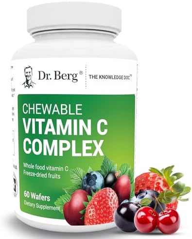 Dr. Berg Chewable Vitamin C Complex - Made with Organic, Non-GMO Berries - 60 Delicious Wafers Dr. Berg Nutritionals