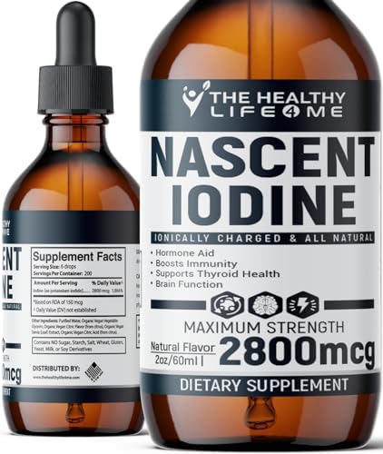 Nascent Iodine Organic | 2800mcg | Potassium Iodide | Iodine Supplement | Iodine Drops | Vegan | Clear Color | Large 2oz The Healthy Life 4 Me