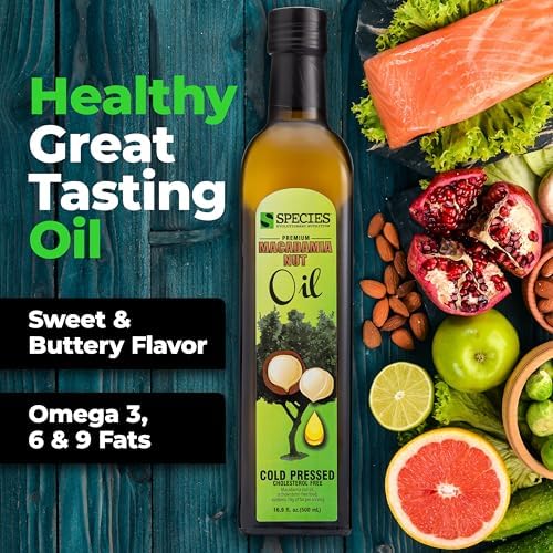 Species Nutrition Macadamia Nut Oil, Healthy Cooking Oil for Stir Fry, Sweet, Buttery, Great Tasting, Omega 9 Monounsaturated Fats, Balanced Omega 3 & 6 Fats. (32 Servings, 2 Pack) Species Nutrition