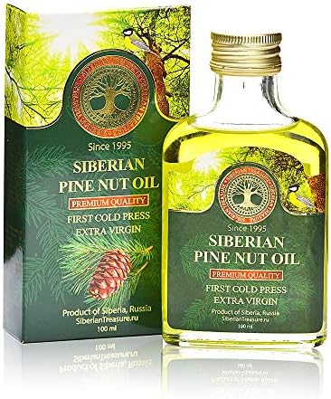 Siberian Pine Nut Oil 100 Ml, Premium Quality, Extra Virgin, First Cold Press – 3.4 Fl Oz Siberian Treasure