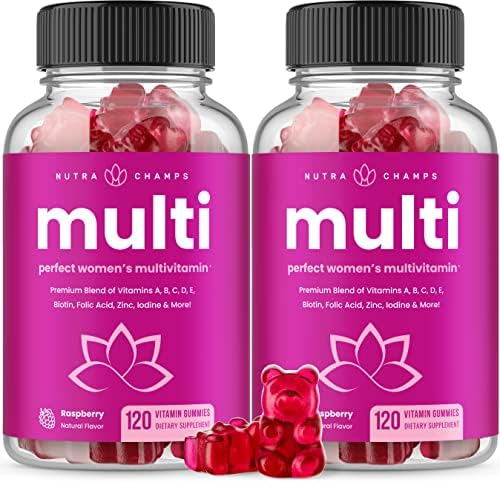 NutraChamps Multivitamin for Women, 120 Count, Vitamins A, B, C, D, E, Biotin, Folic Acid, Womens Gummy Multivitamins, Chewable Daily Multi Gummy Vitamins for Women NutraChamps