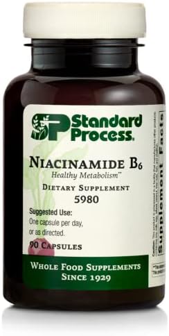 Standard Process Inc. Niacinamide B6 - Whole Food Energy, Metabolism and Nervous System Supplements with Soy Protein, Vitamin B6, Ascorbic Acid, Calcium Lactate, and Niacinamide - 90 Capsules Standard Process Inc.