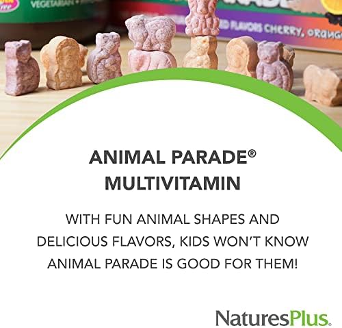 Natures Plus Animal Parade Children's Chewable Multivitamin - 90 Animal-Shaped Tablets - Natural Assorted Flavors - Vegetarian, Gluten Free - 45 Servings Natures Plus