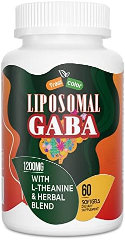 Липосомальная ГАБА с L-теанином 1200 мг - высокая биодоступность, ашвагандха, ромашка и кислые вишни, 60 капсул Trasicolor